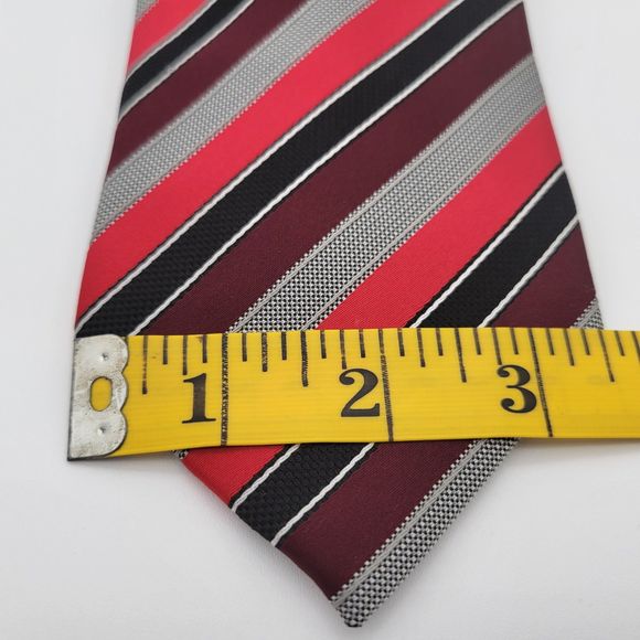 Giorgio Brutini Men's Black Red Striped Oxford Tie - Picture 2 of 6